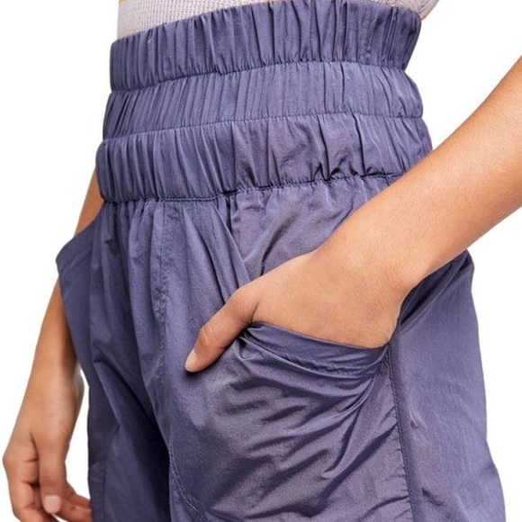 NEW Free People The Way Home Smocked Waist Joggers Deep Sea Purple - Picture 6 of 11